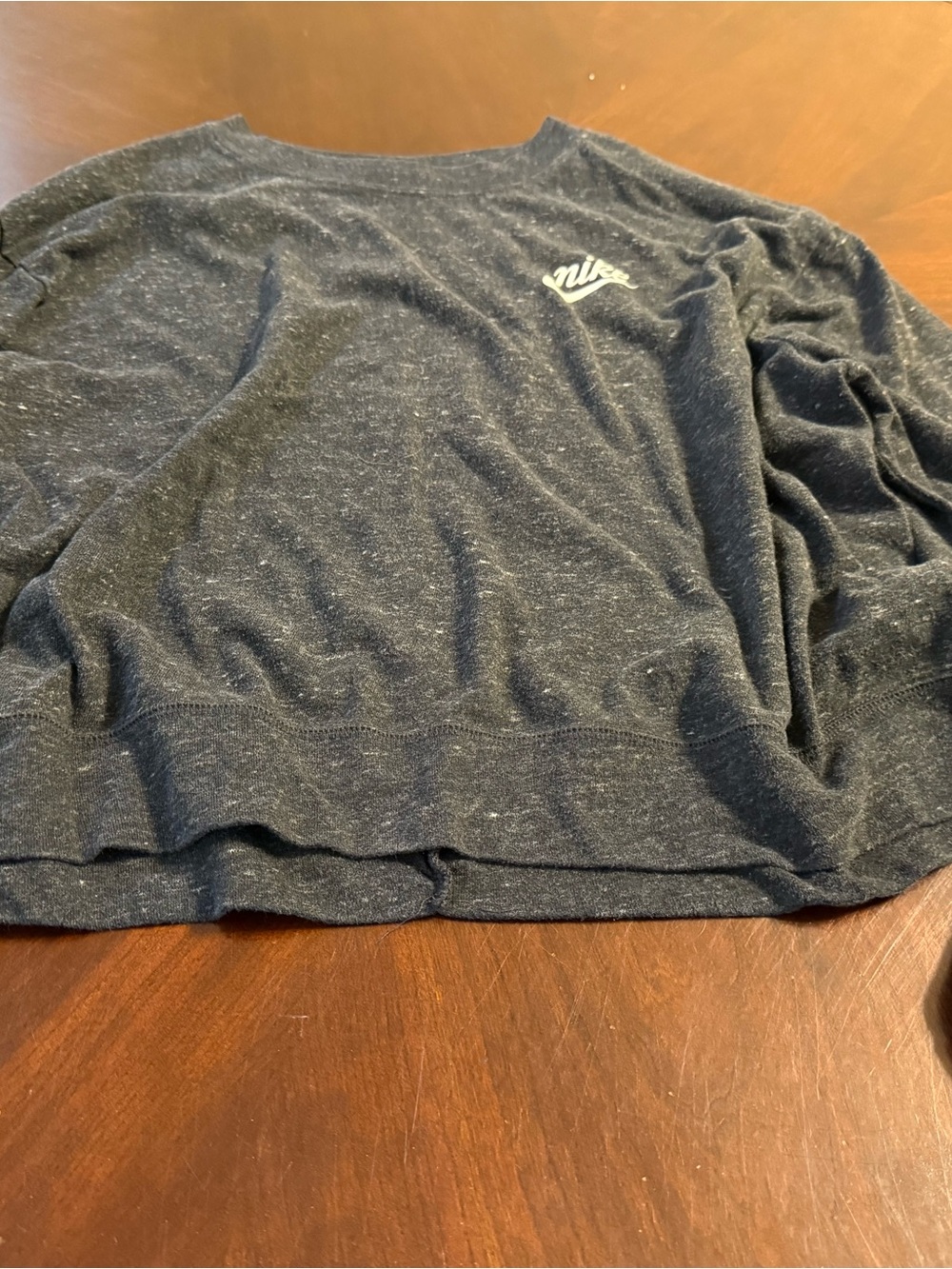 Nike Women's Black Heather Crop Top with Small Script Logo